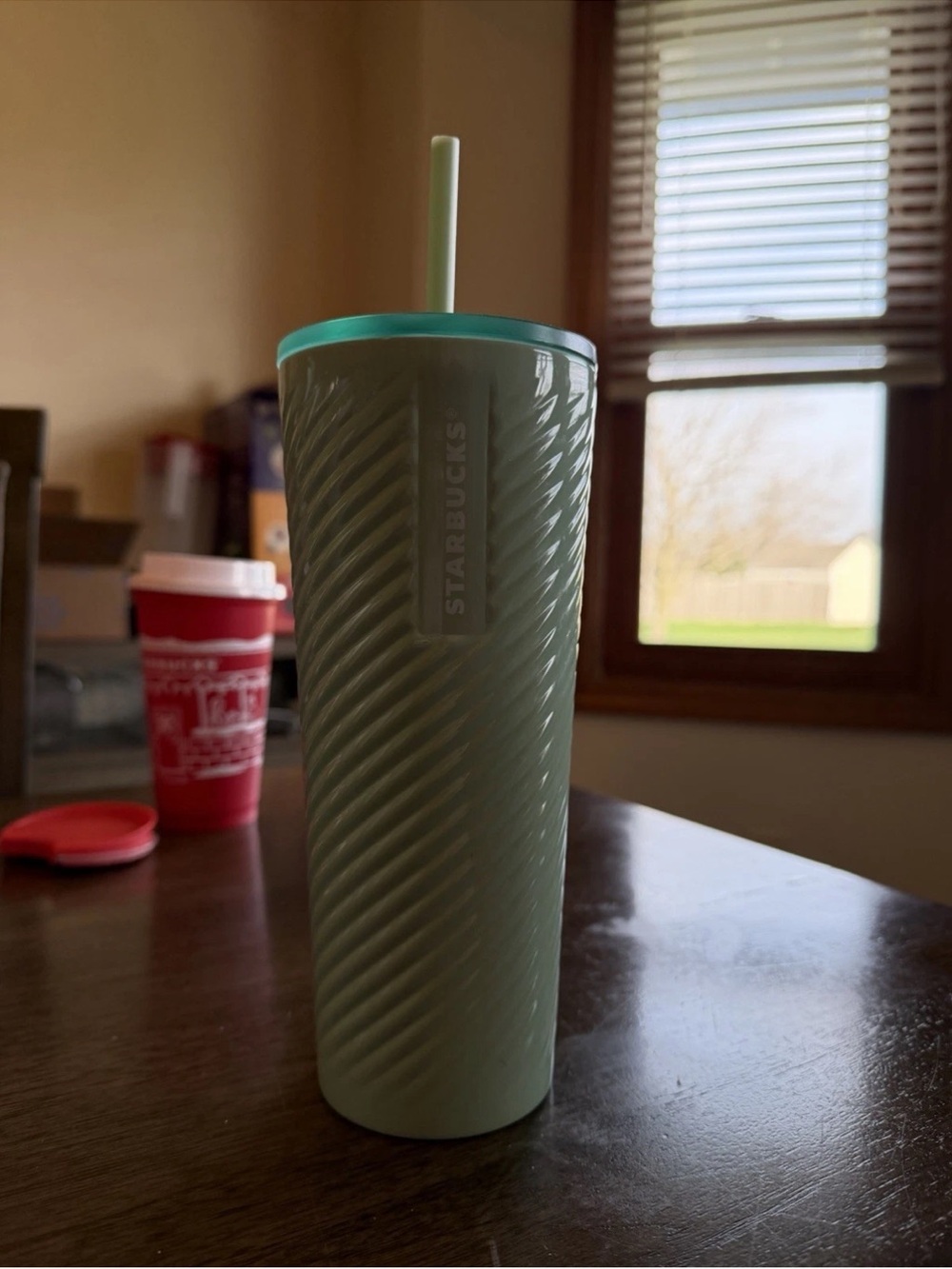 Starbucks Mint Green Ribbed Tumbler with Turquoise Lid